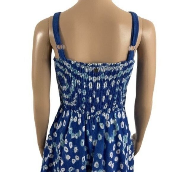 Soft Surroundings Blue Mahini Maxi Ikat print handkerchief Dress Boho Medium - Picture 7 of 13